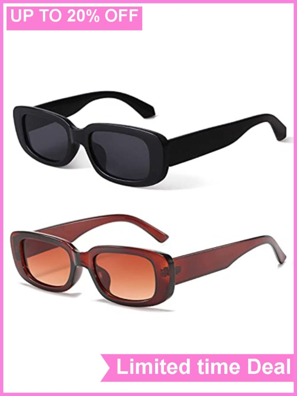 Retro Rectangular Sunglasses for Women – UV400 Narrow Square Frame Driving